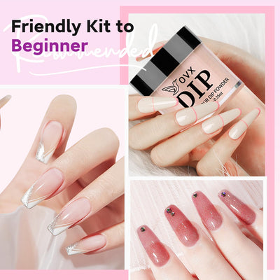 Dip Powder Nail Kit - 8 Colors Starter Set with Liquid, Recycling Tray for Beginners, Home and Salon Manicure Art