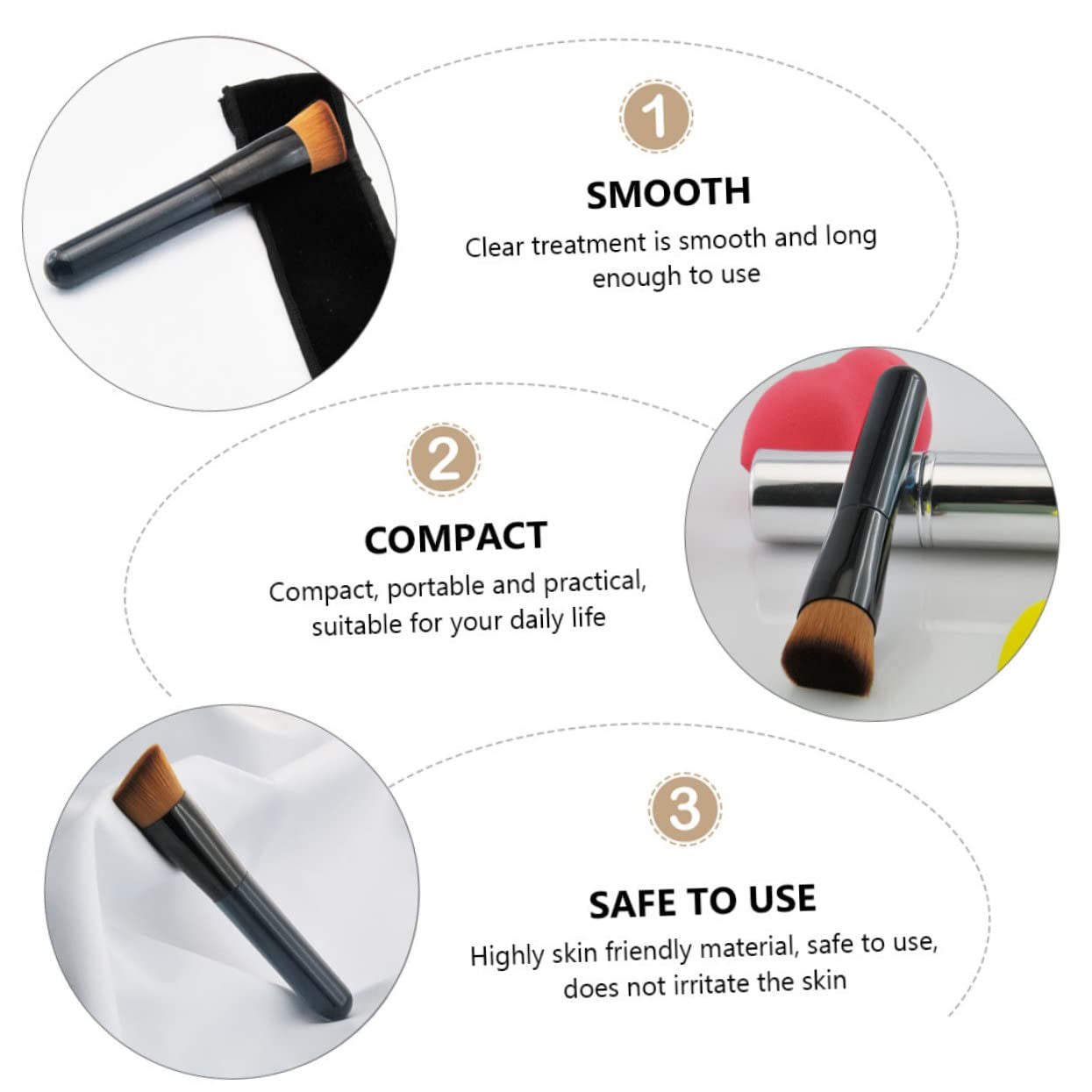 High-Density Hair Makeup Brush Blending Brush for Foundation Powder Cosmetics Soft Sturdy No Shedding